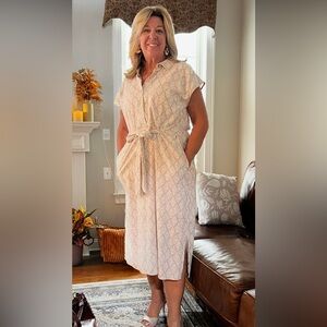 Lucky Brand Beige Geometric Maxi Dress